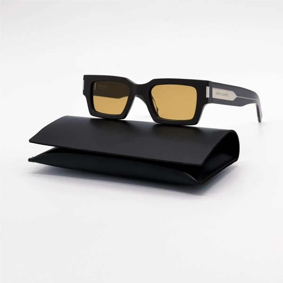 Saint Laurent Brown Yellow Square Unisex Sunglasses SL572 007