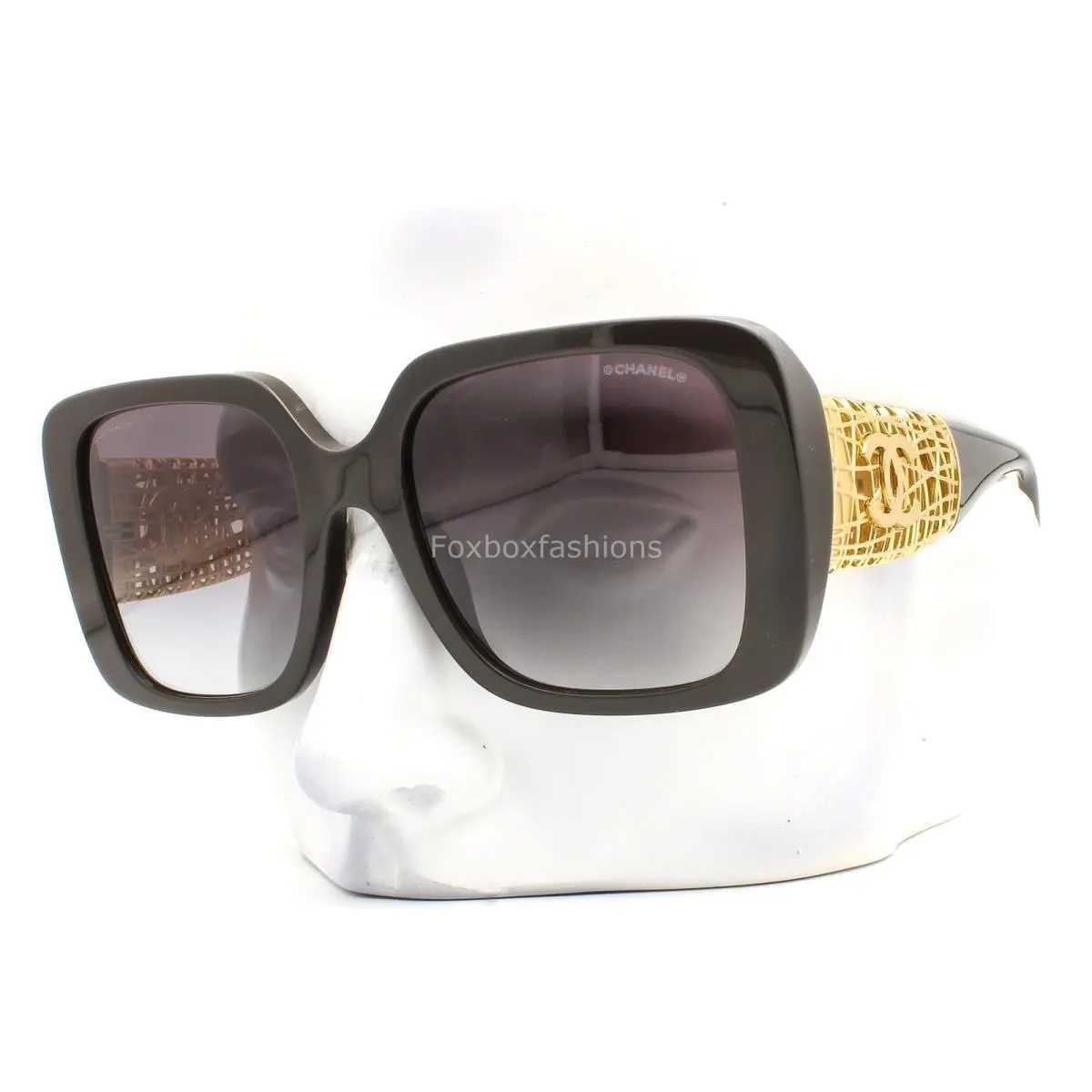 Chanel Jewel Tweed Sunglasses ch5532A 1460/S6 Dark Taupe Brown Gold CC with Case
