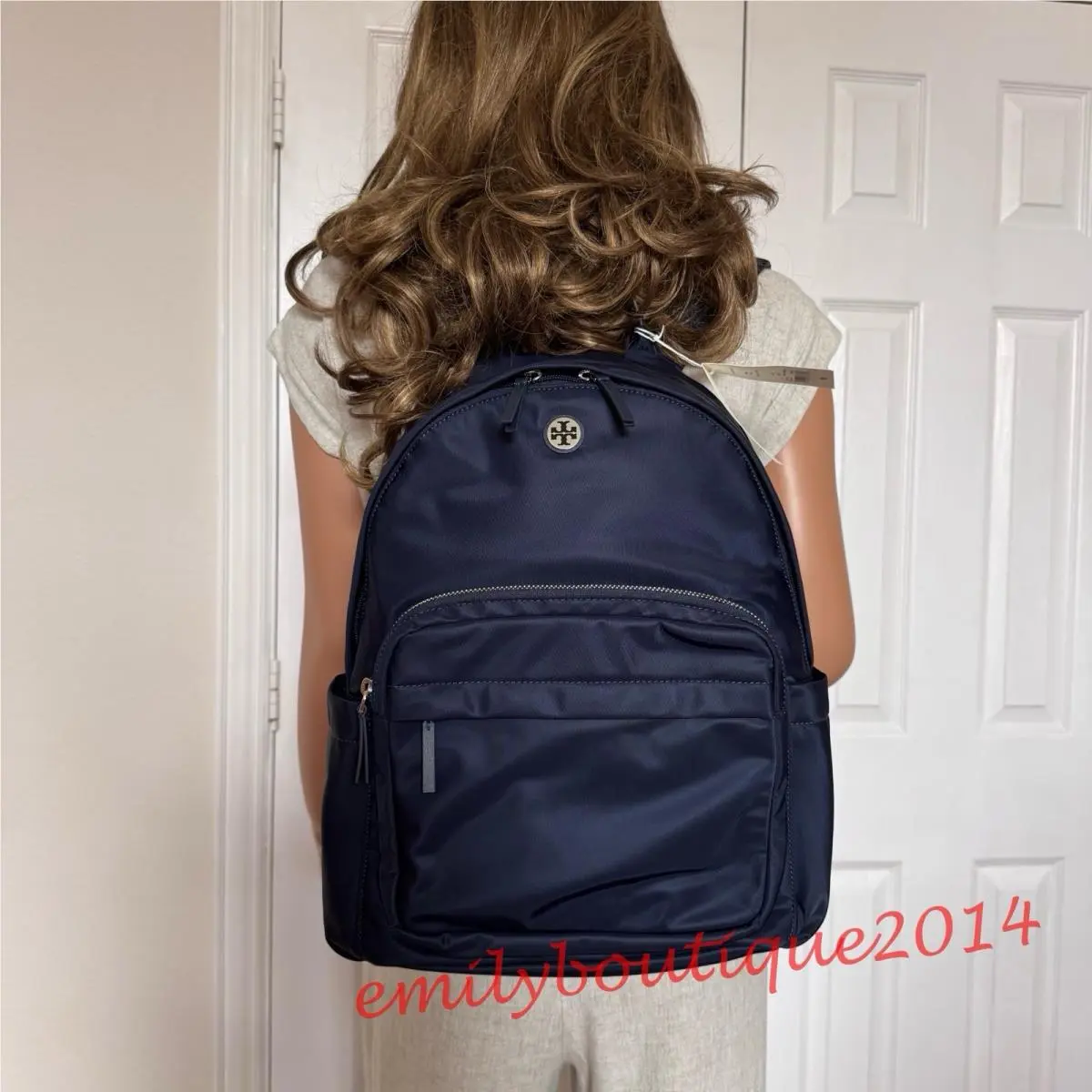 Tory Burch 173559 Ella Nylon Backpack Tory Navy Medium Bag Lightweight