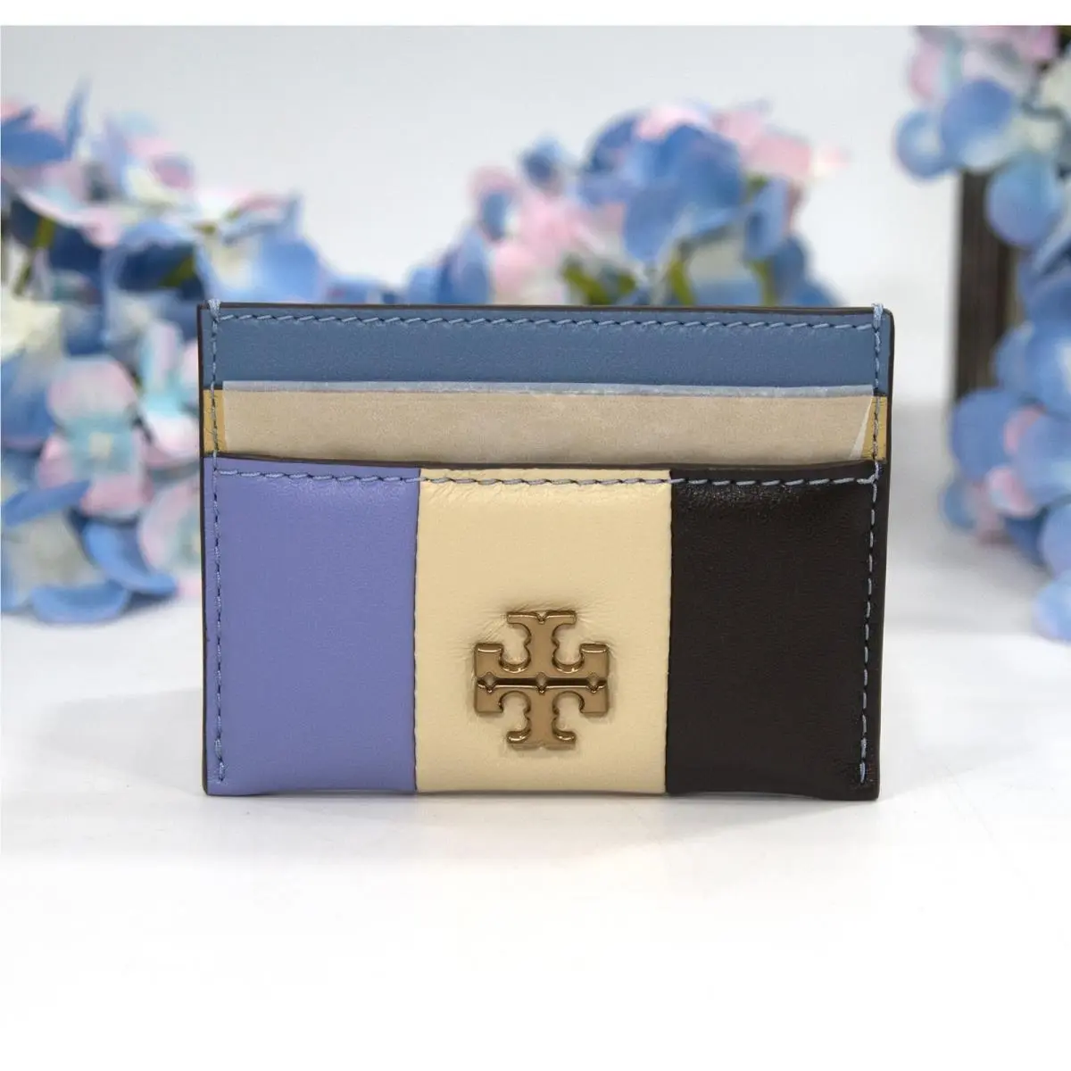 Tory Burch Leather Kira Patchwork Quilted Logo Card Case Mini Wallet