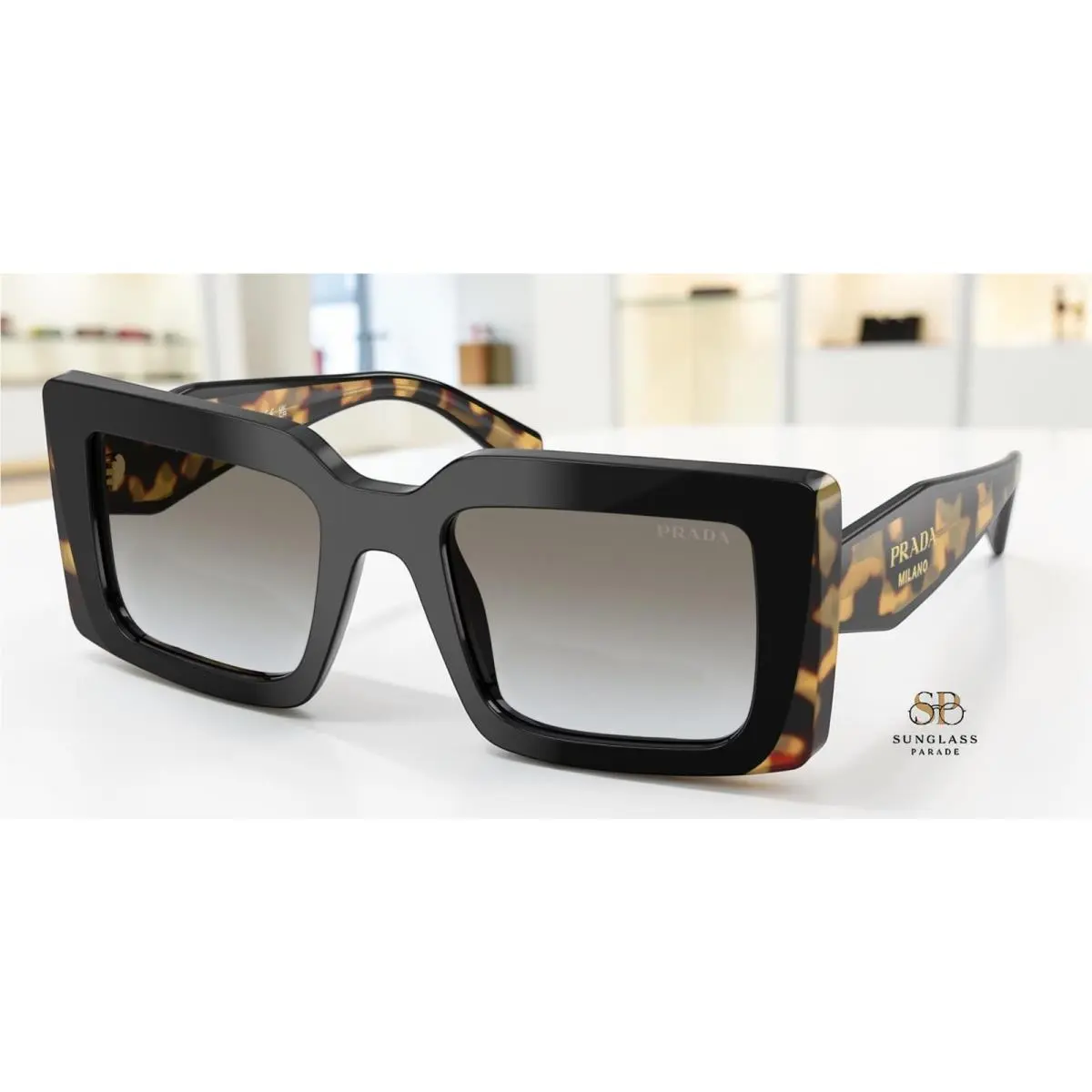 Prada PR D01S 0CD80L Black Medium Tortoise Grey Gradient 52mm Women`s Sunglasses