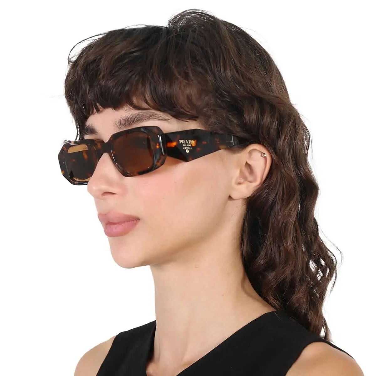 Prada Light Brown Rectangular Ladies Sunglasses PR 17WS VAU2Z1 49 PR 17WS VAU2Z1