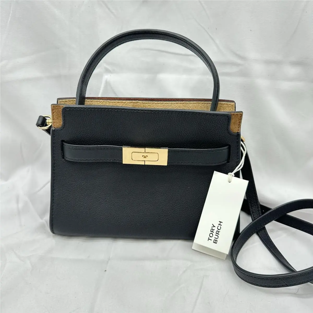Tory Burch Womens Lee Radziwell Double Shoulder Bag 178963 Leather Black