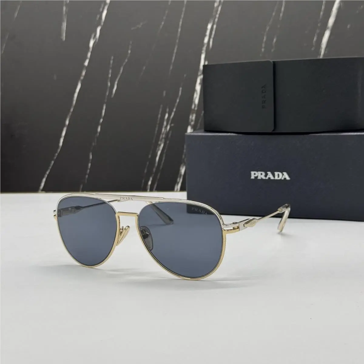 Prada PR54ZS 17F09T Aviator Gold Gray Unisex Sunglasses