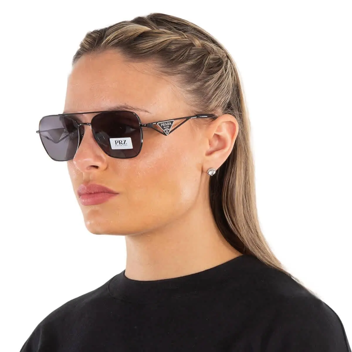 Prada Polarized Grey Navigator Ladies Sunglasses PR A50S 1AB5Z1 PR A50S 1AB5Z1