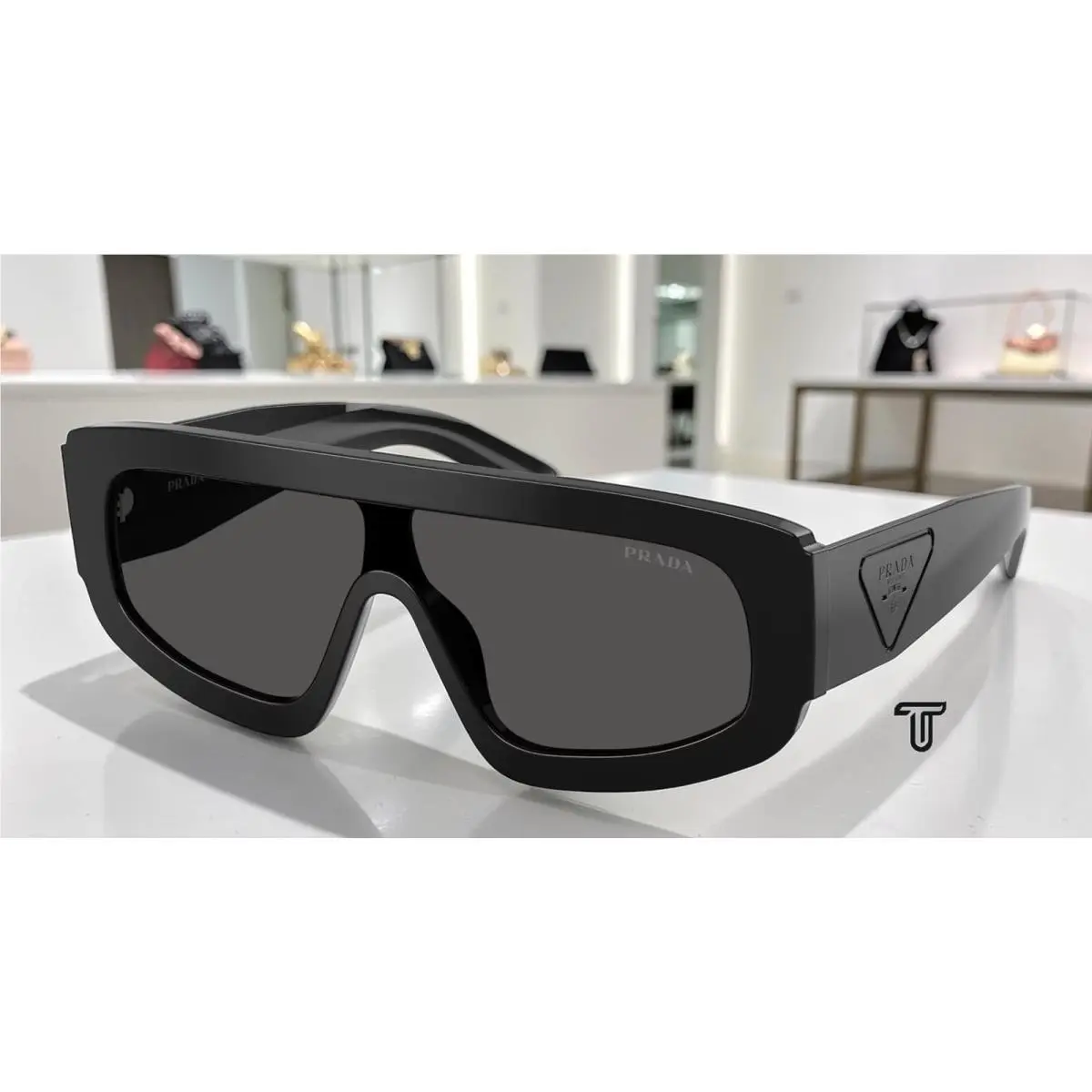 Prada PR D10S 16K08Z Black Dark Grey 24 mm Men`s Sunglasses