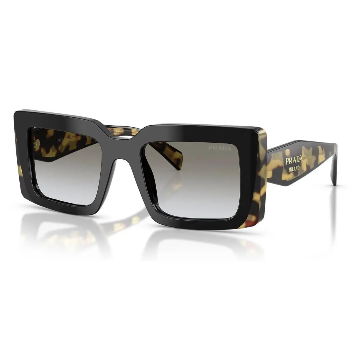 Prada Women`s Square Black Cheetah Sunglasses PRD01SF 0CD80L