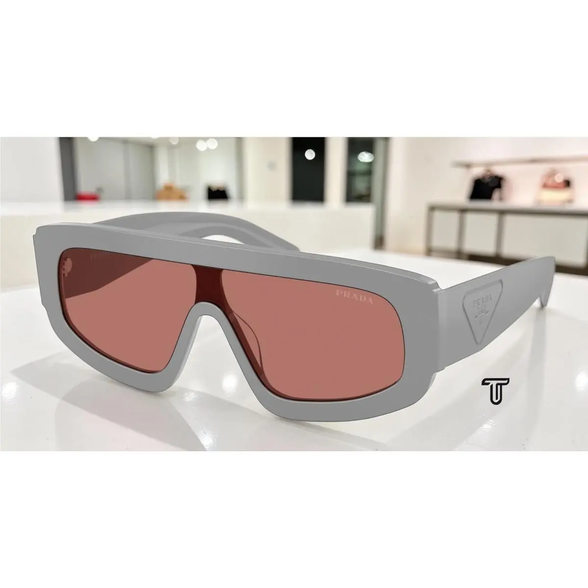 Prada PR D10S 29J80W Cement Bordeaux 24 mm Men`s Sunglasses