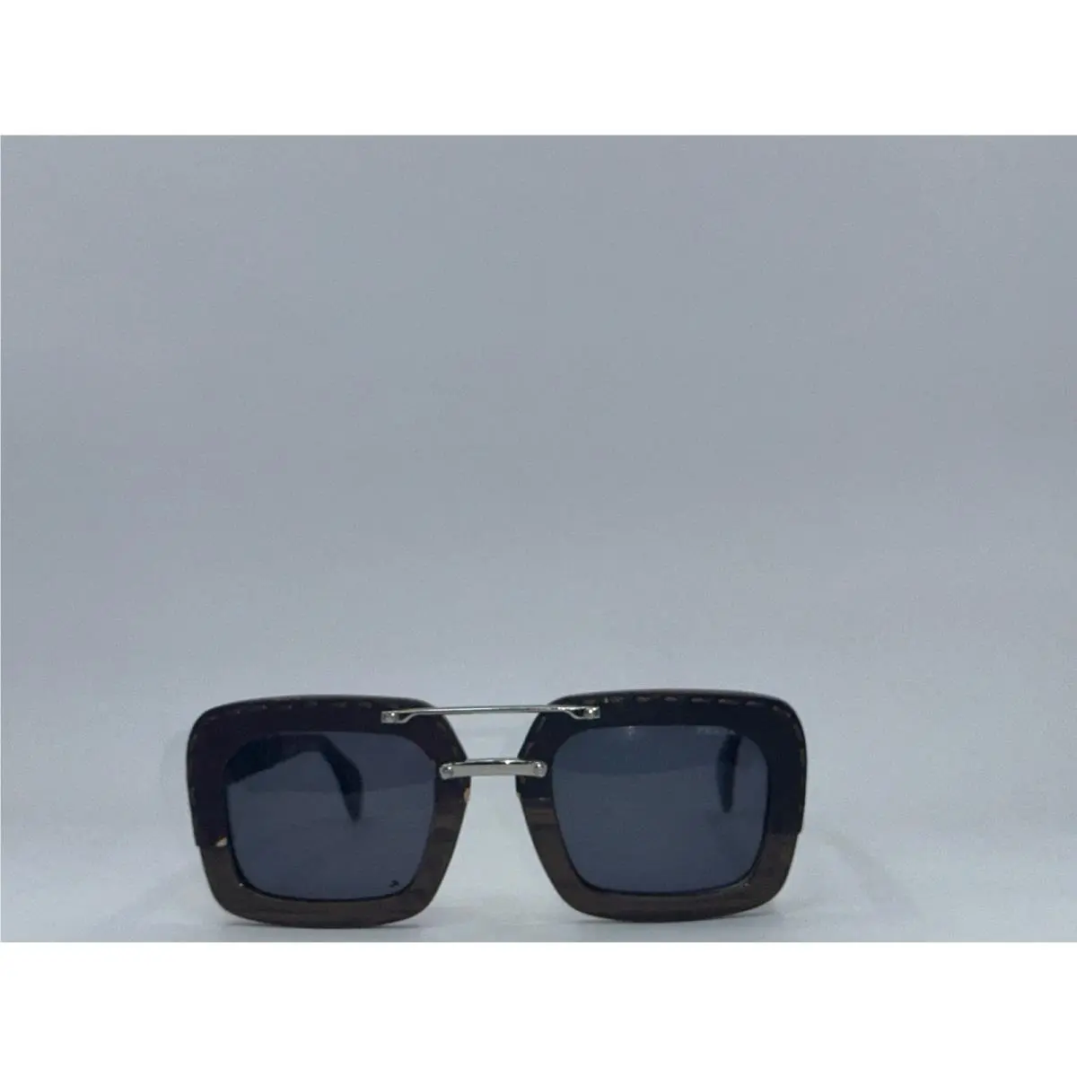 Prada PR 26RS C4 Square Sunglasses Brown Marbled Acetate Grey Lens 51mm