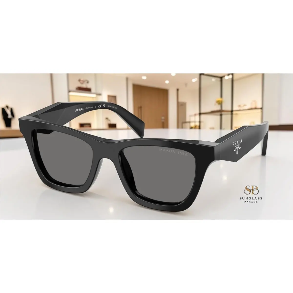 Prada PR C07SF 16K90T Black Dark Grey Polarized 52 mm Women`s Sunglasses