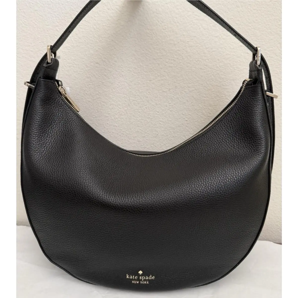 Nova Large Leather Shoulder Hobo Bag Black KM686 by Kate Spade
