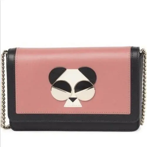 Kate Spade Gentle Panda Crossbody Leather Wallet Bag Pink/black