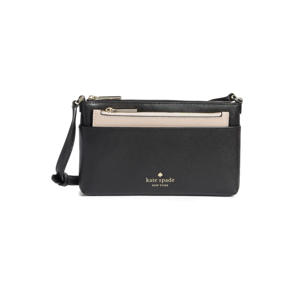 Kate Spade Black Saffiano Leather Crossbody Sadie Bag Removable Pink Pouch
