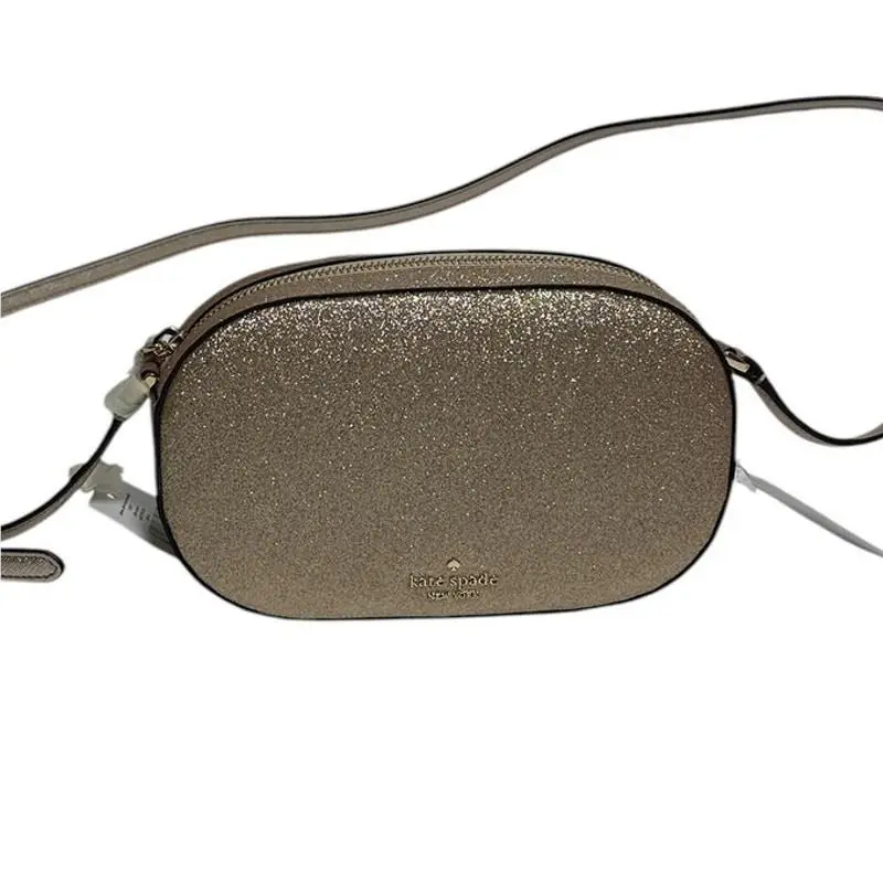 Glimmer Oval Small Camera Bag Gold Glitter by Kate Spade