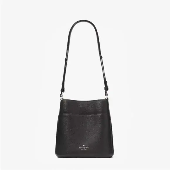 Women`s Leila Black Pebbled Leather Bucket Bag Shoulder Crossbody Bag by Kate Spade