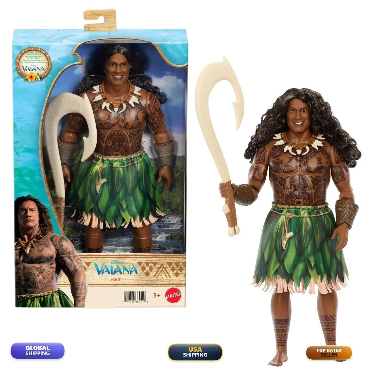 Mattel Disney Moana Maui Fashion Doll - Live Action Movie Edition