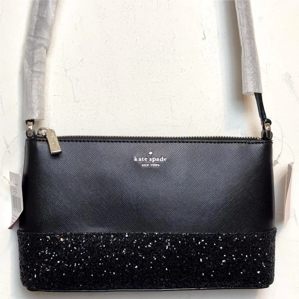 New York Flash Glitter Crossbody Shoulder Bag Small Purse Black by Kate Spade