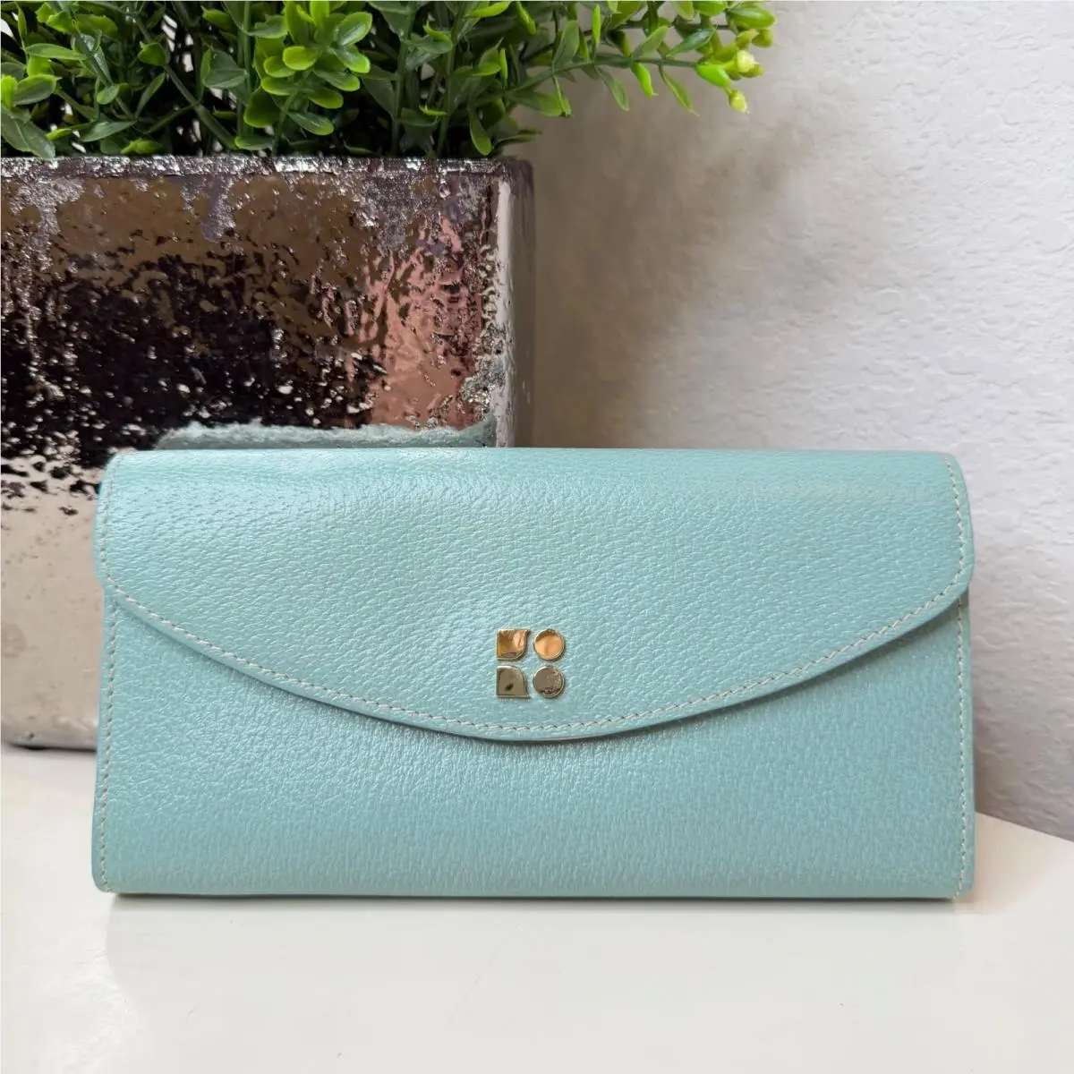 Kate Spade Maria Wallet Womens Robins Egg Blue Pebbled Leather Tarrytown OS