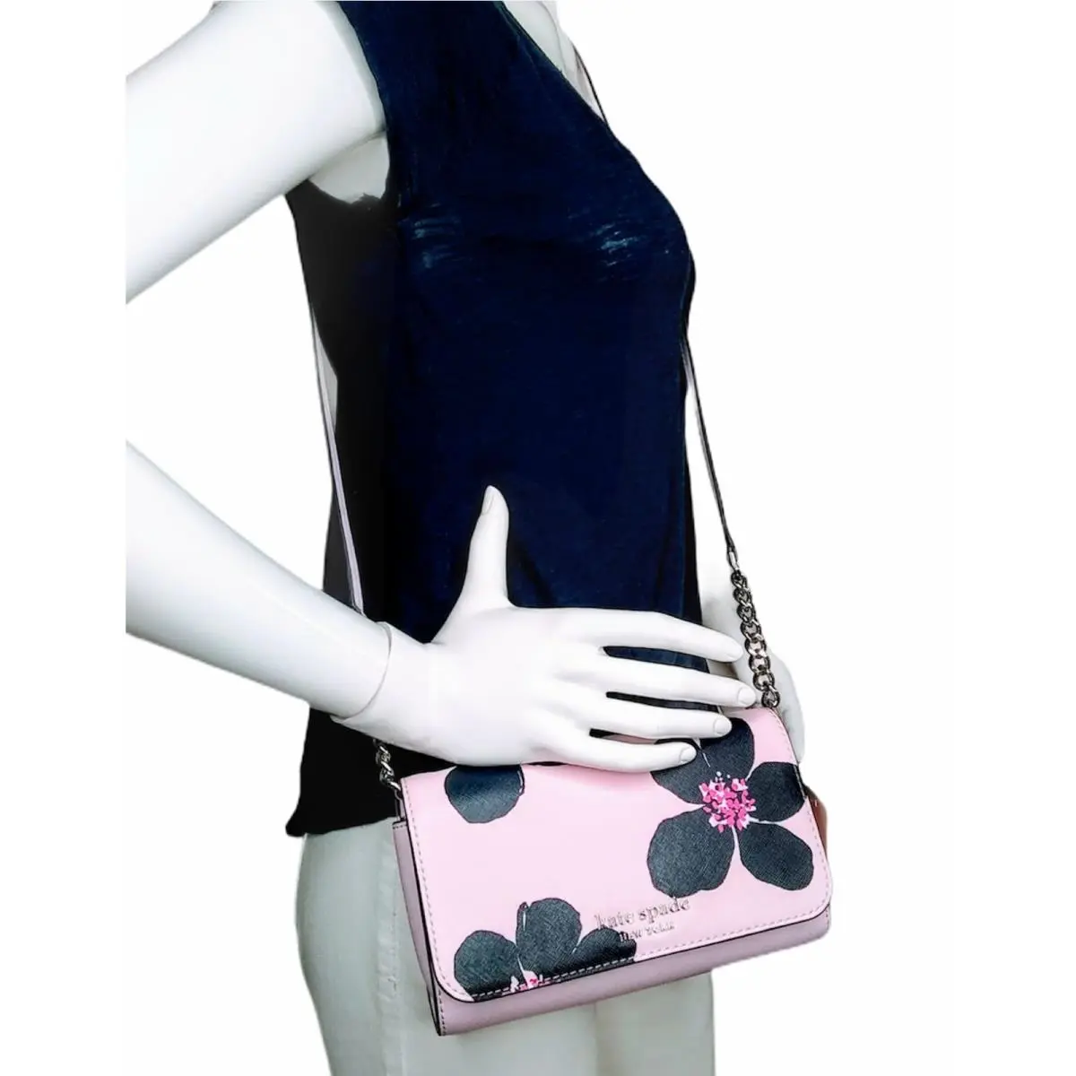 Kate Spade Cameron Floral Small Flap Crossbody Bag - multi, Exterior: Pink