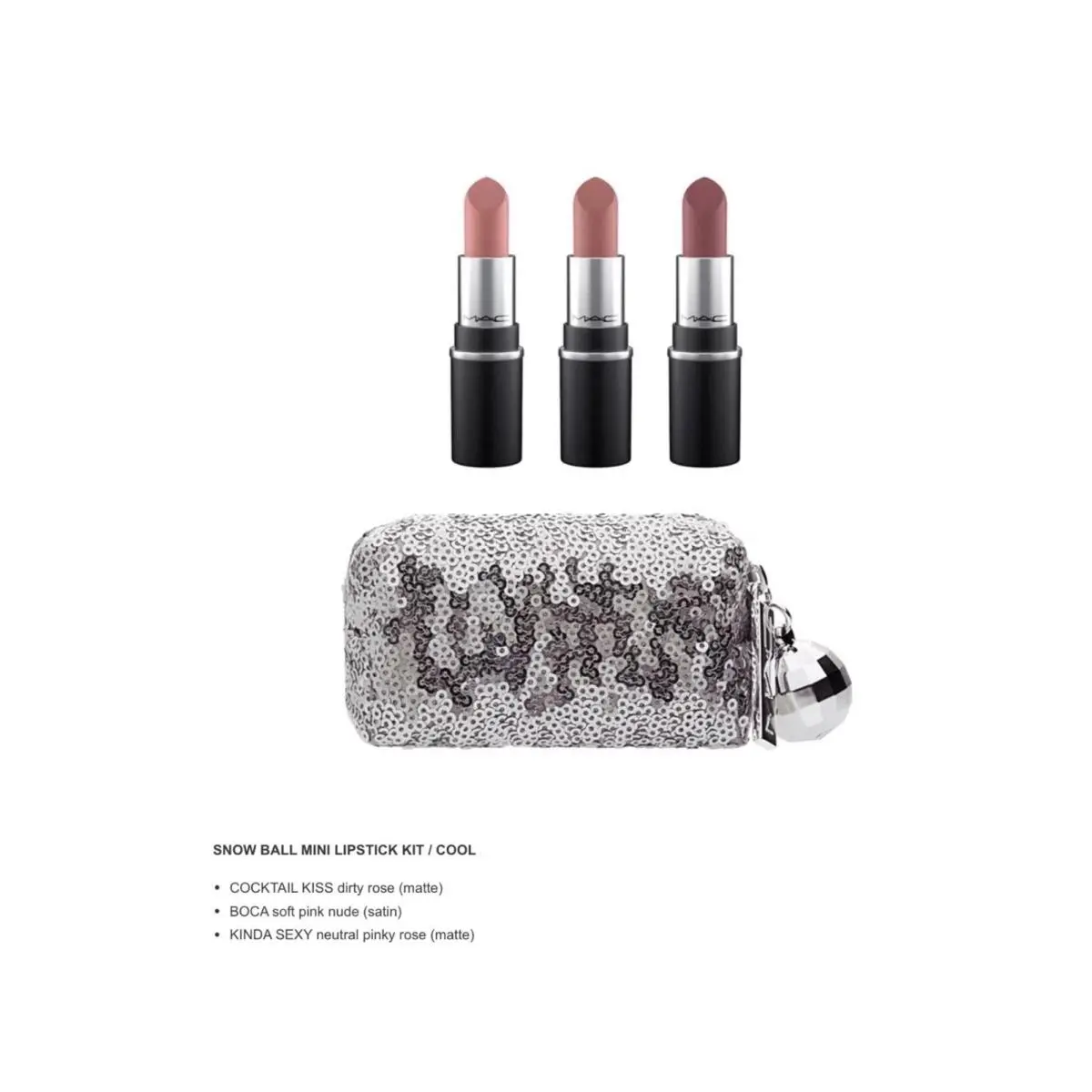 Mac Snow Ball Mini Lipstick Kit in Cool Boca Cocktail Kiss Kinda Sexy
