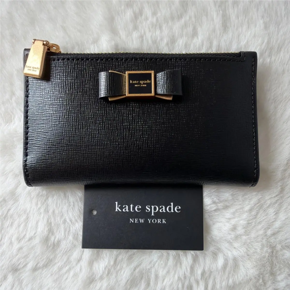 Kate Spade Morgan Bow Small Slim Leather Bifold Wallet Black