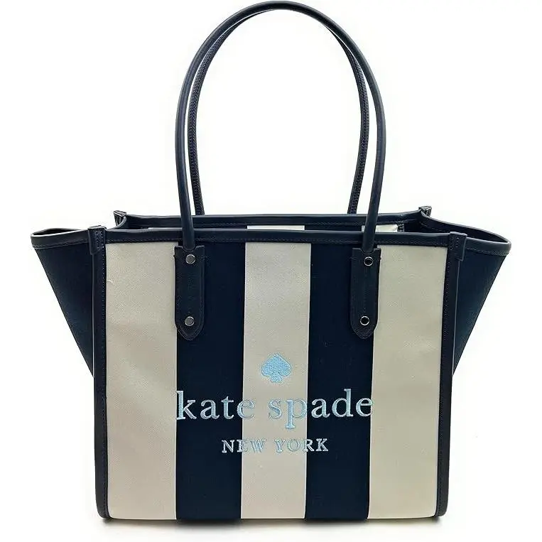 Kate Spade Handbag Women Ella Tote Bag Stripe Blue Stripe Tote Bag Purse - Handle/Strap: Blue, Exterior: Blue, Lining: Blue
