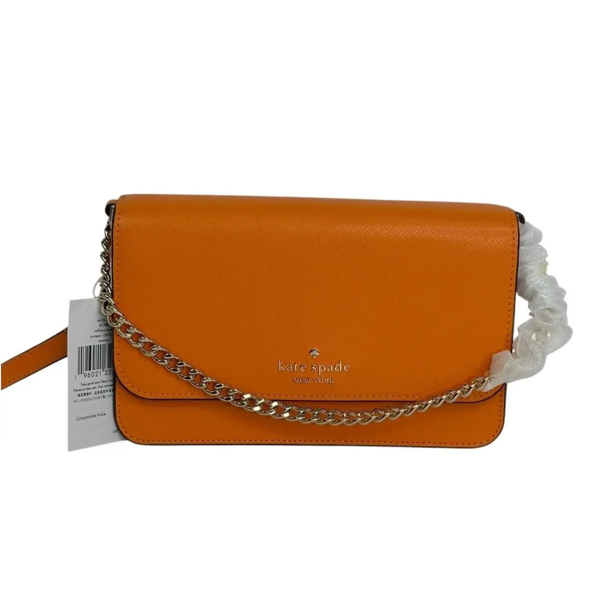 Kate Spade Madison Saffiano Leather Small Flap Crossbody Bag Purse Turmeric Root