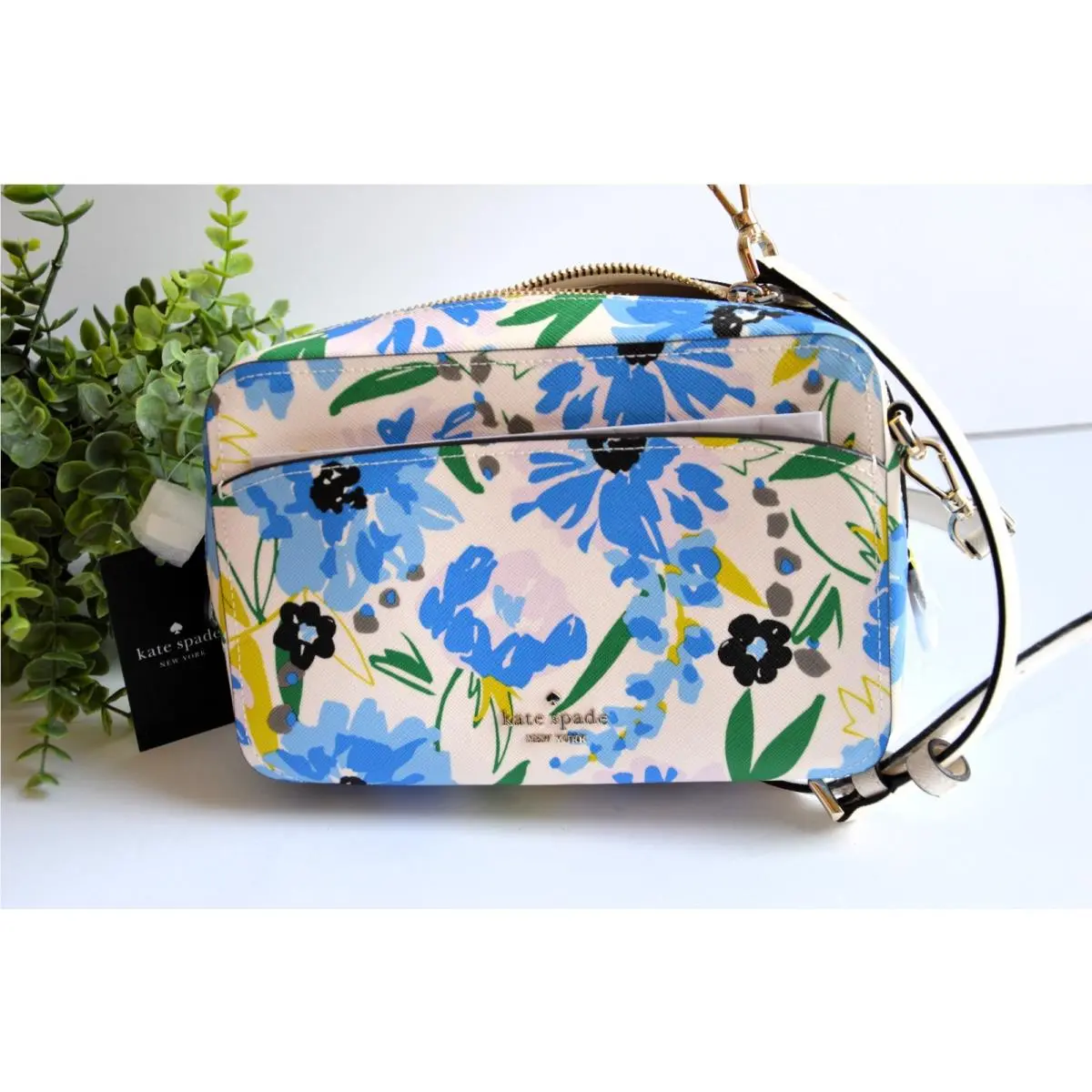 KN878 Lauryn Cream Mult Festival Floral Camera Handbag by Kate Spade