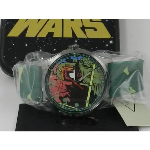 Unisex Special Edition Star Wars Boba Fett Three-hand Green Silicone Watc by Fossil