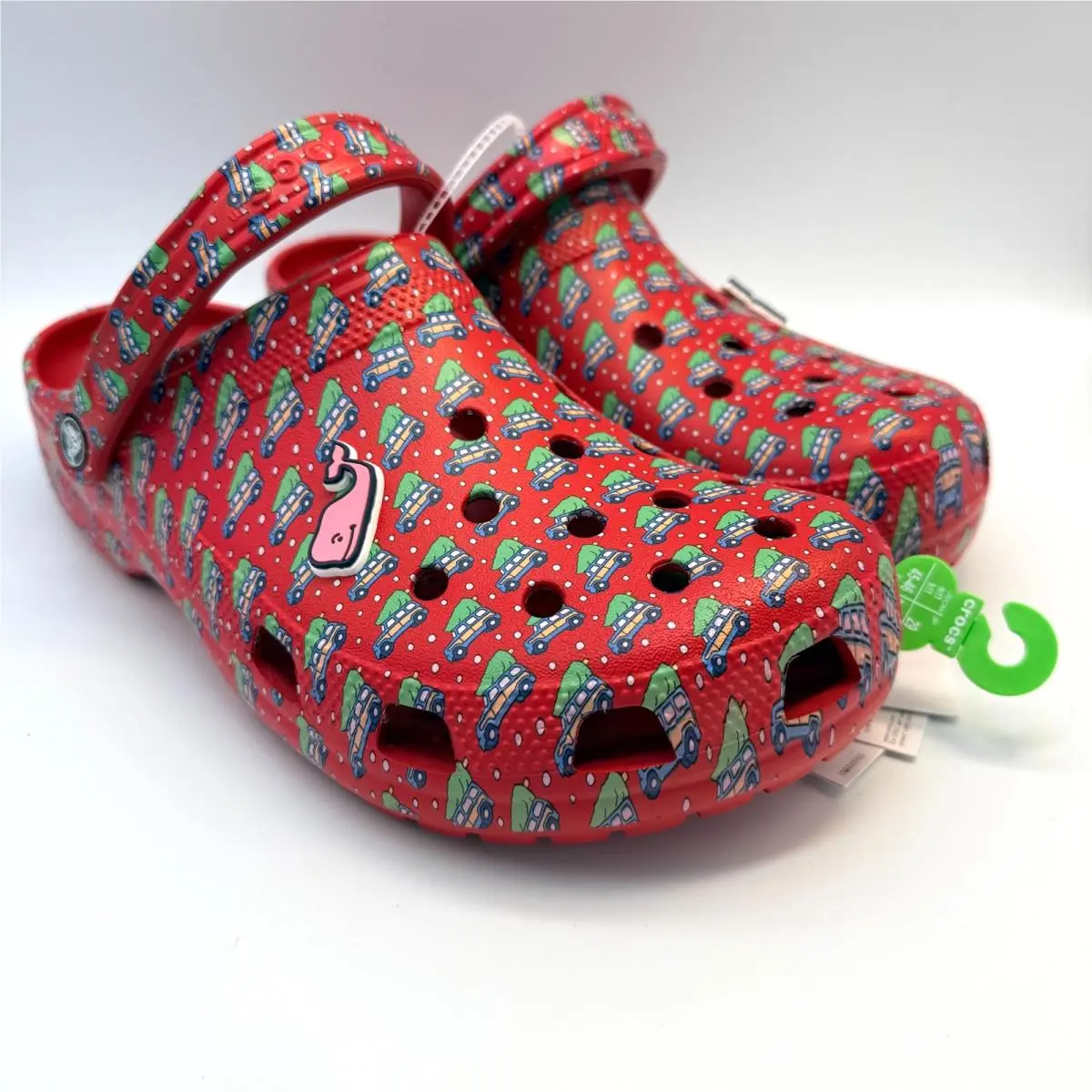 Crocs Vineyard Vines Holiday Clogs Red Christmas Cars Tree Men`s Sizes 9-13