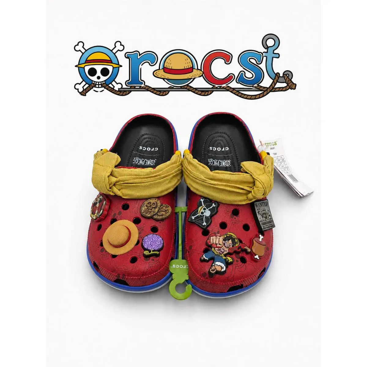 Crocs One Piece Classic Clog Red Luffy Pirate Anime Shoes with Jibbitz Charms