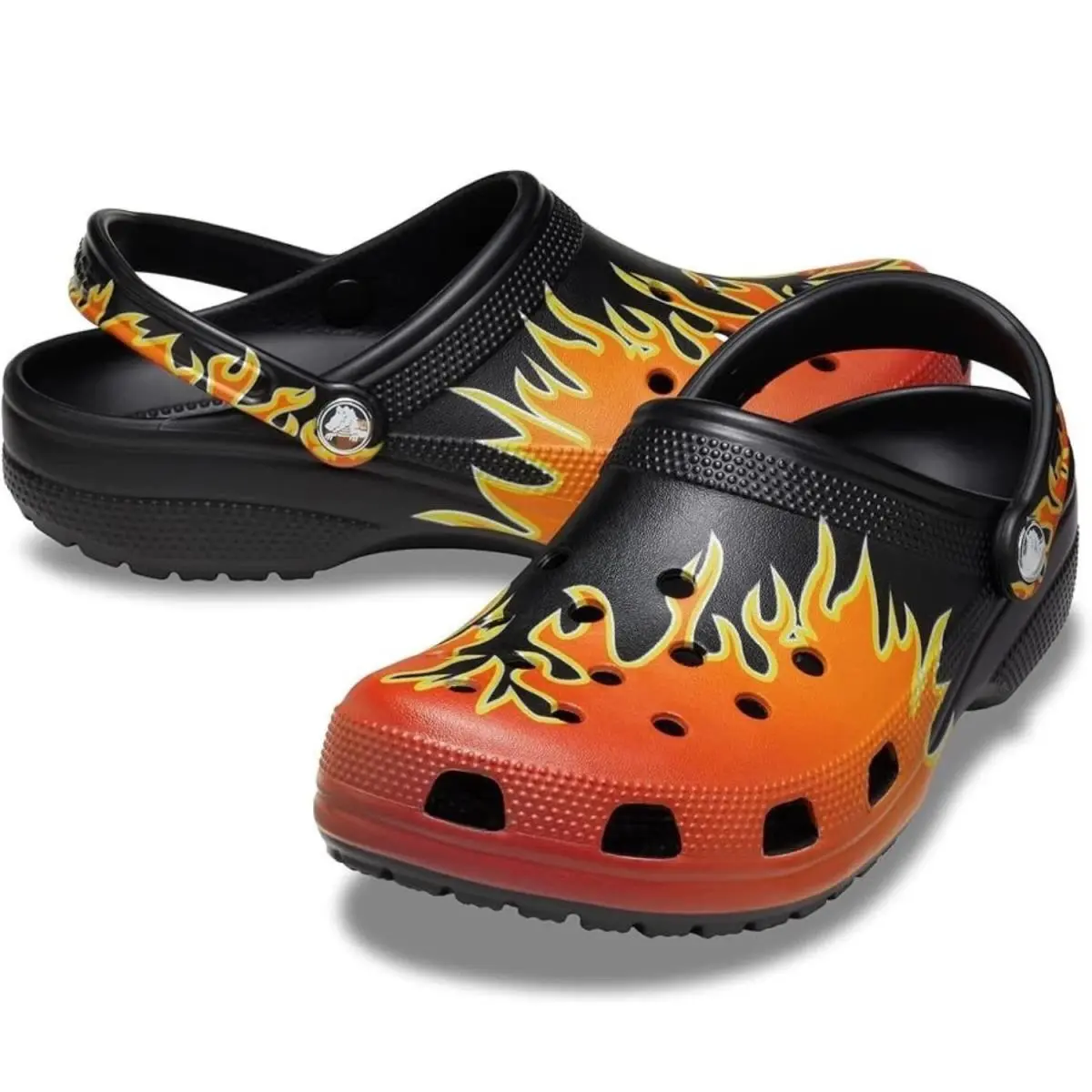 Crocs Classic 211004-0C4 Clogs Unisex M8/W10 Black Flames Casual Shoes GBO2732