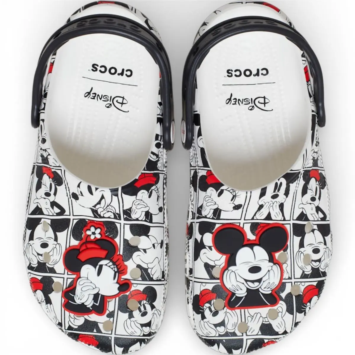 Crocs Disney Mickey and Minnie Classic Clog Womens 8/ Mens 6 Black White Red