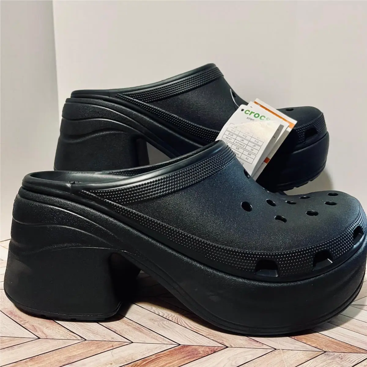 Crocs Siren Clog Women 13 Men 12 Black Platform High Heel Mules 208547-001 Goth