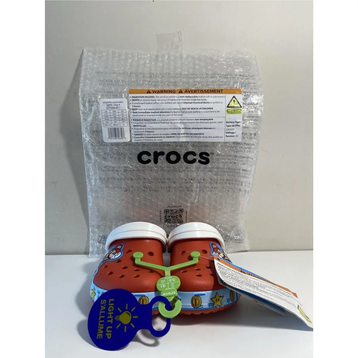 Limited Edition Super Mario Light-up Crocs Kids Size C12