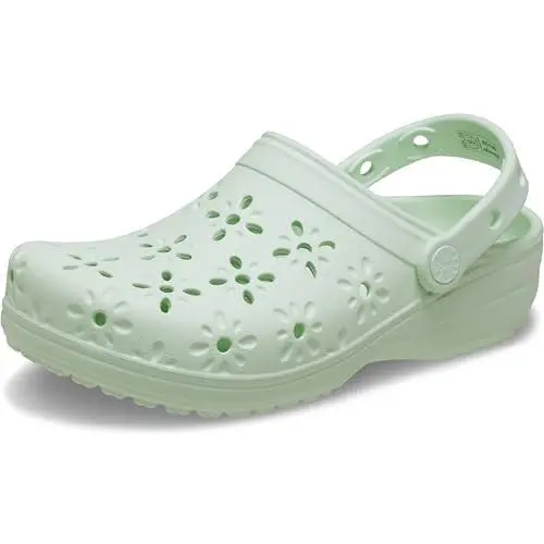 Crocs Unisex-adult Classic Clogs with Floral Cut Out Design Jade Tint 11 11