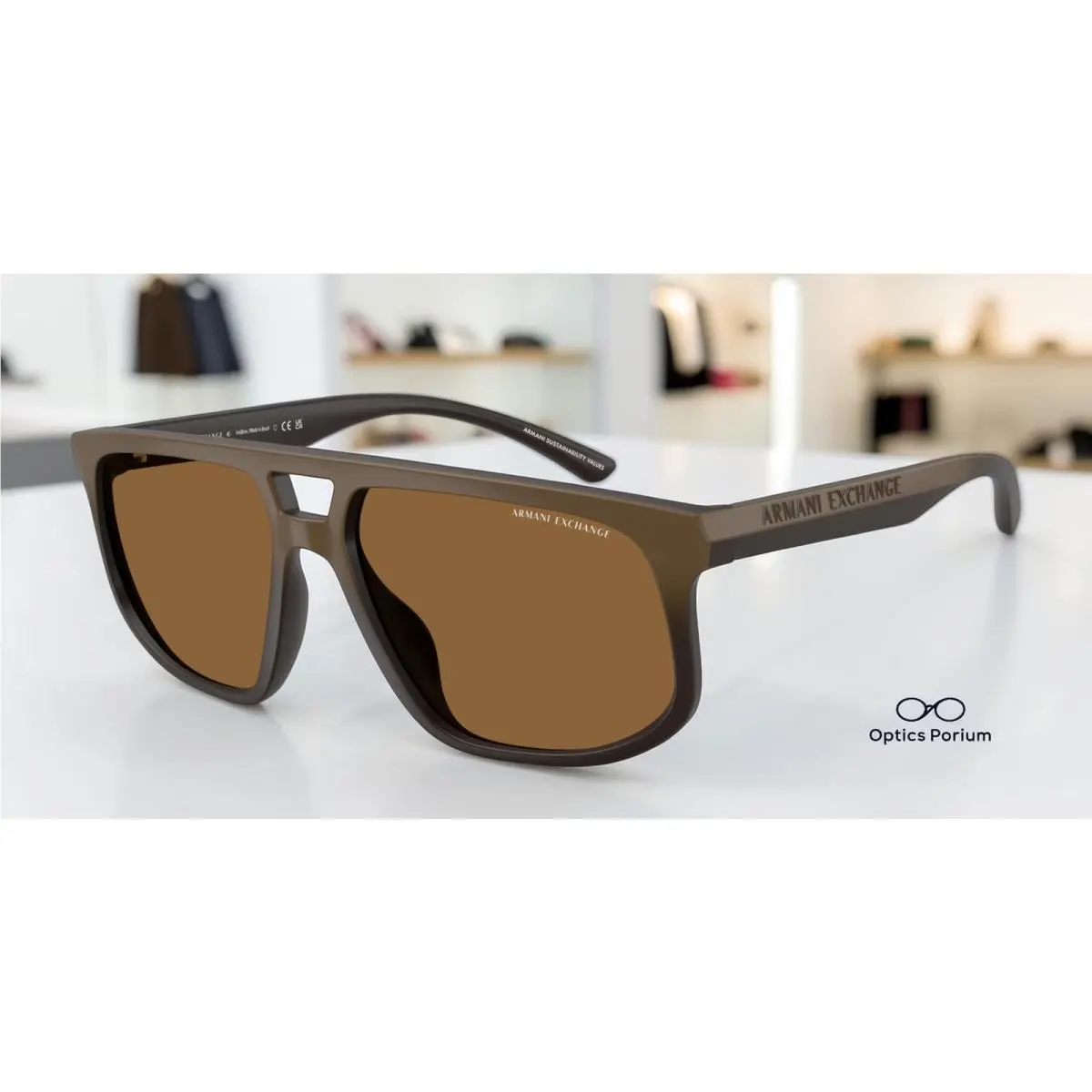 Armani Exchange AX4161SU 839173 Matte Brown Gradient Brown 58mm Men`s Sunglasses