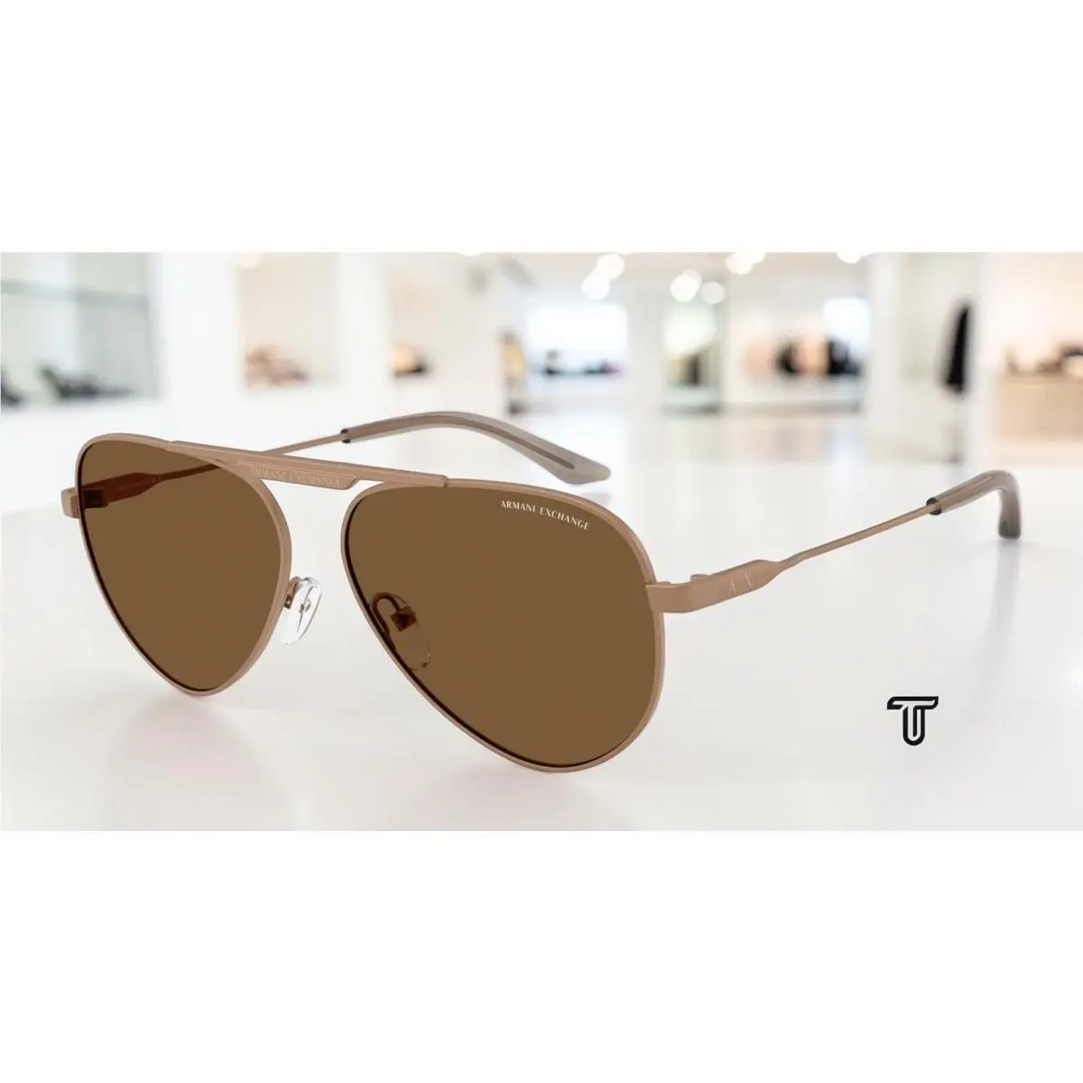 AX2060S 611473 Matte Rose Gold Brown 58 mm Unisex Sunglasses by Armani Exchange