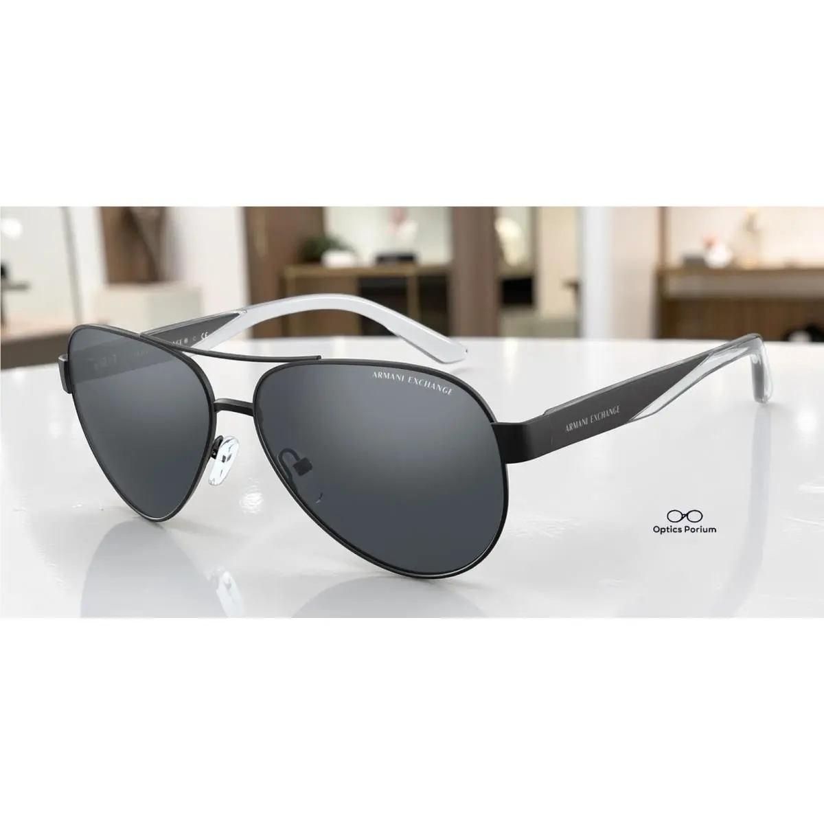 Armani Exchange AX2034S 60636G Matte Black Mirror Black 59 mm Men`s Sunglasses