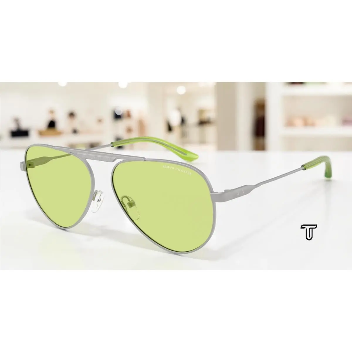 Armani Exchange AX2060S 6020 2 Matte Silver Green 58 mm Unisex Sunglasses