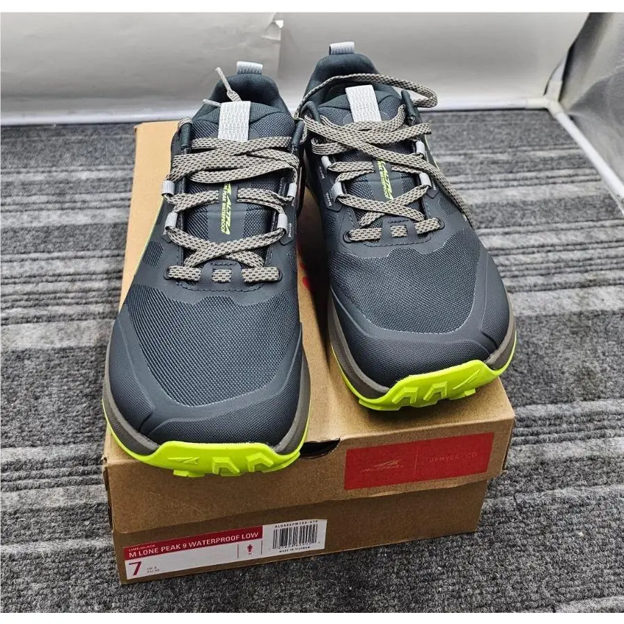 Altra AL0A85PM300-070 Men`s Lone Peak 9 Waterproof Low Shoes Size 7 Black/lime