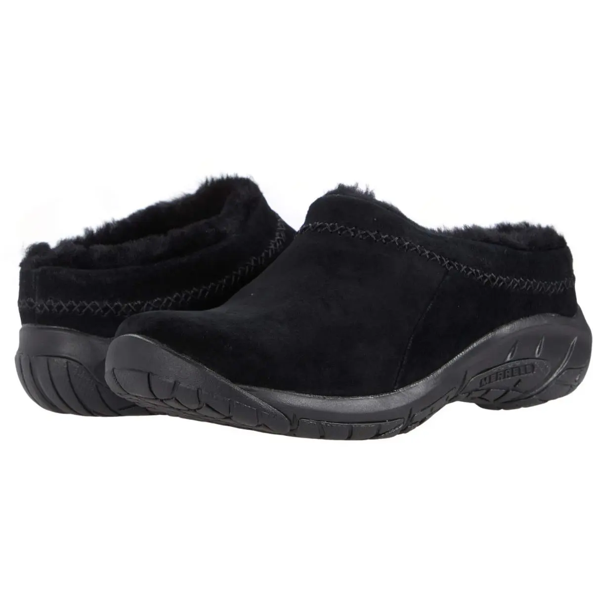 Merrell Encore Ice 4 J002028 Clogs Women`s Black Suede Comfort Shoes LIQ1266
