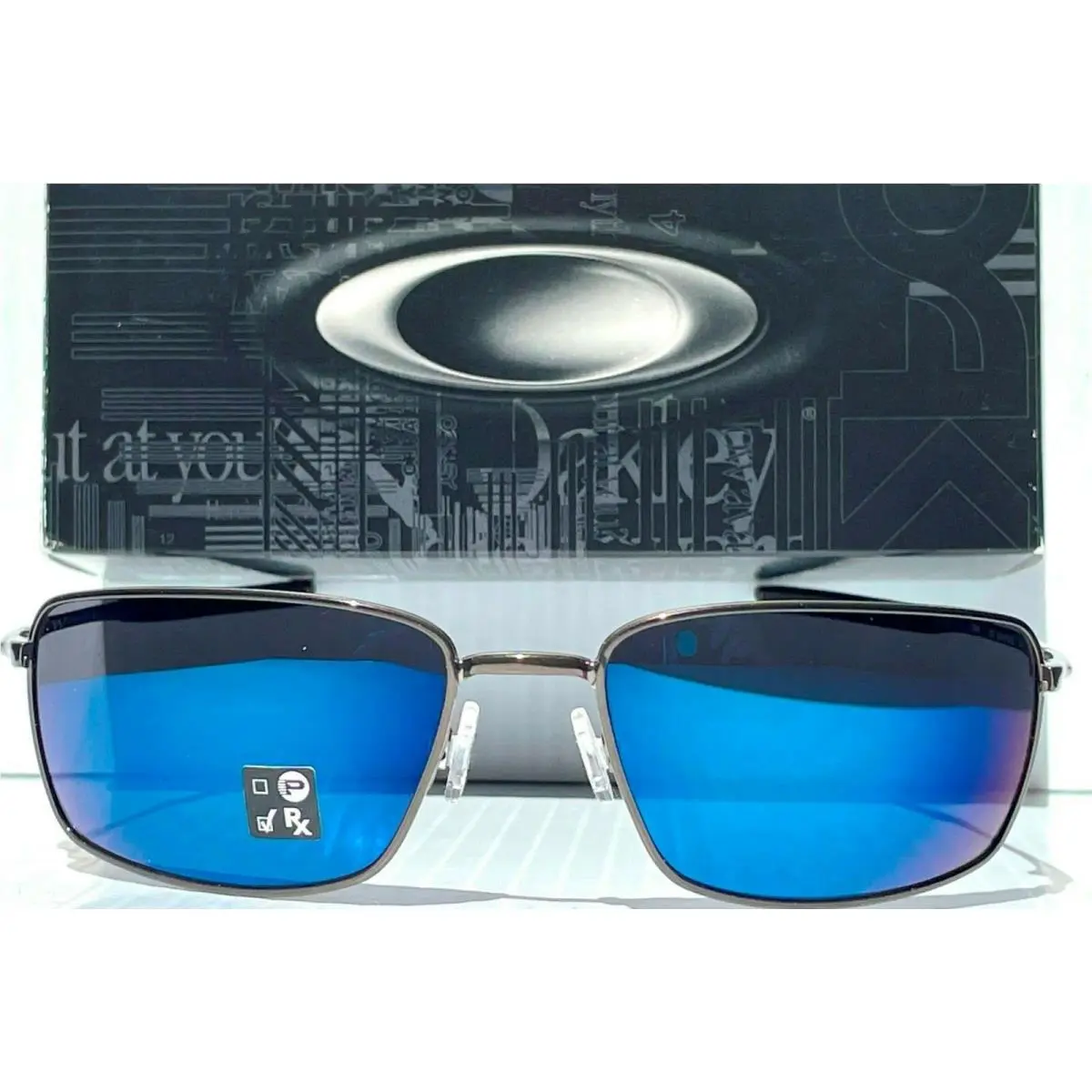 Square Wire Cement Gunmetal Ice Blue Iridium Sunglasses 4075-02 by Oakley