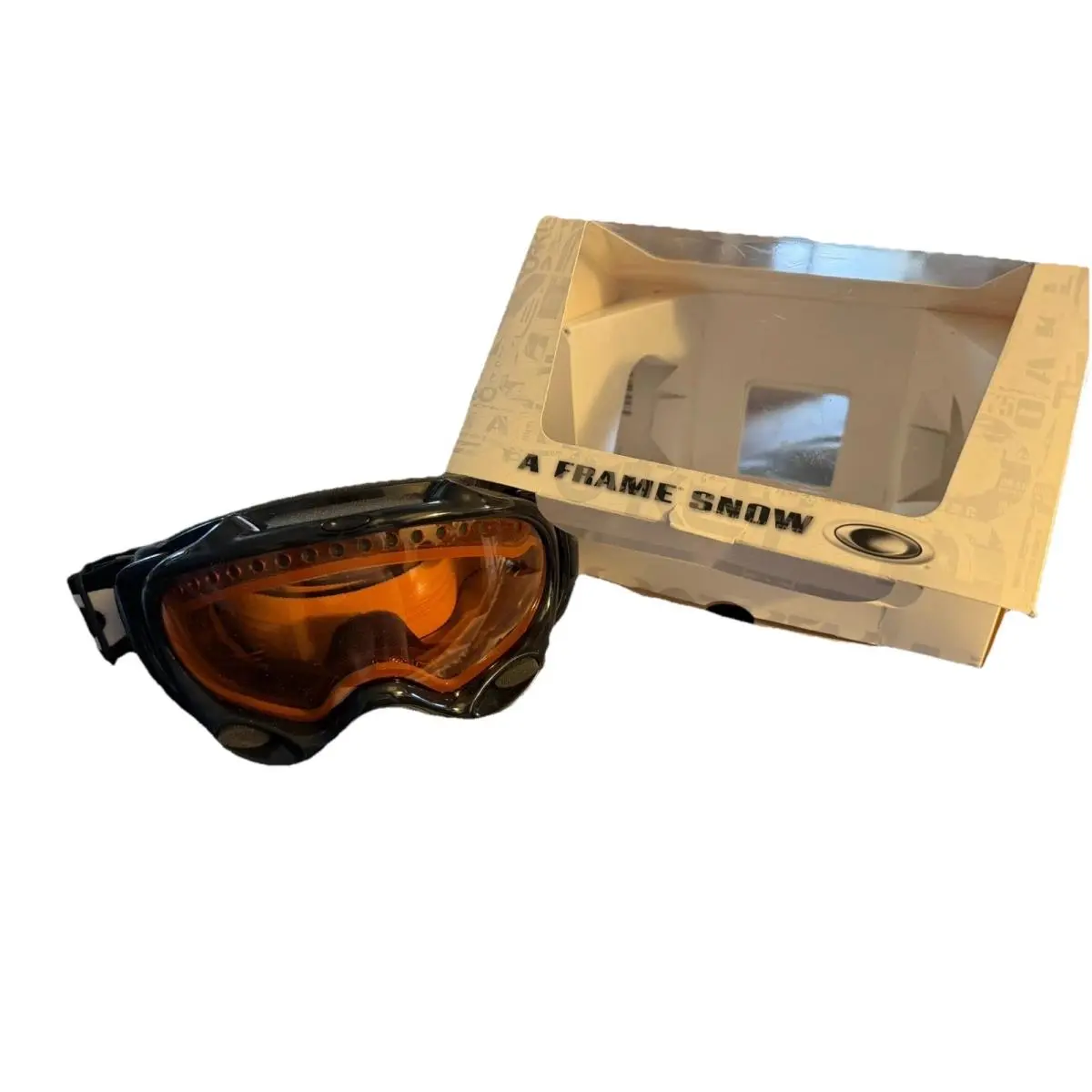 Oakley A Frame Snow Goggles 01-947J Jet Black Persimmon Lens Ski Snowboard