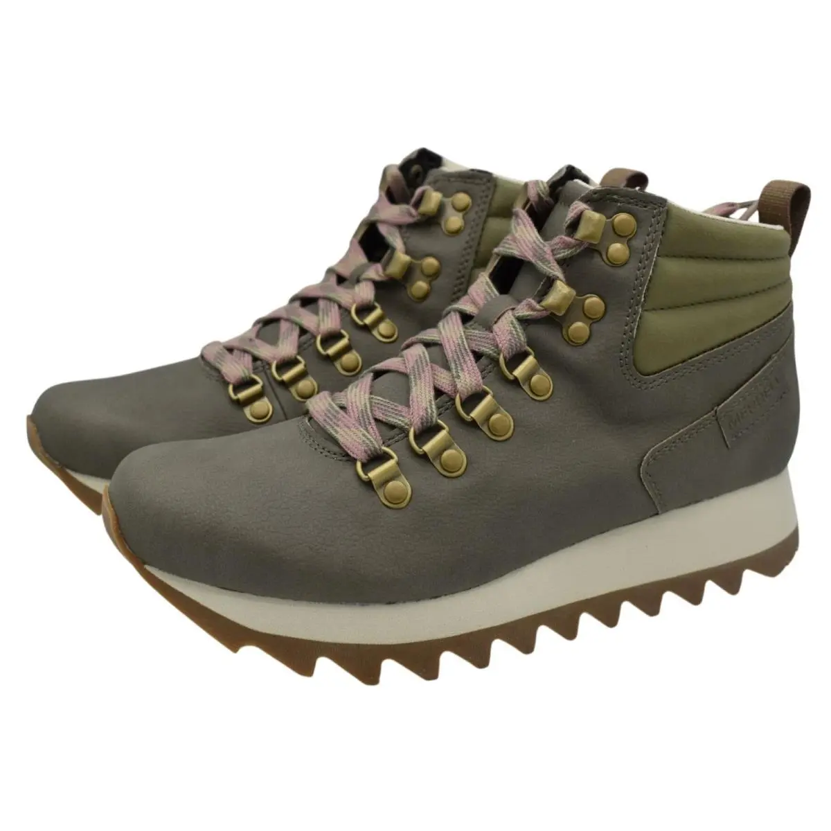 Merrell Womens Size 7 Alpine Olive Vegan Leather Mid Lace Up Hiking Boots Shoes