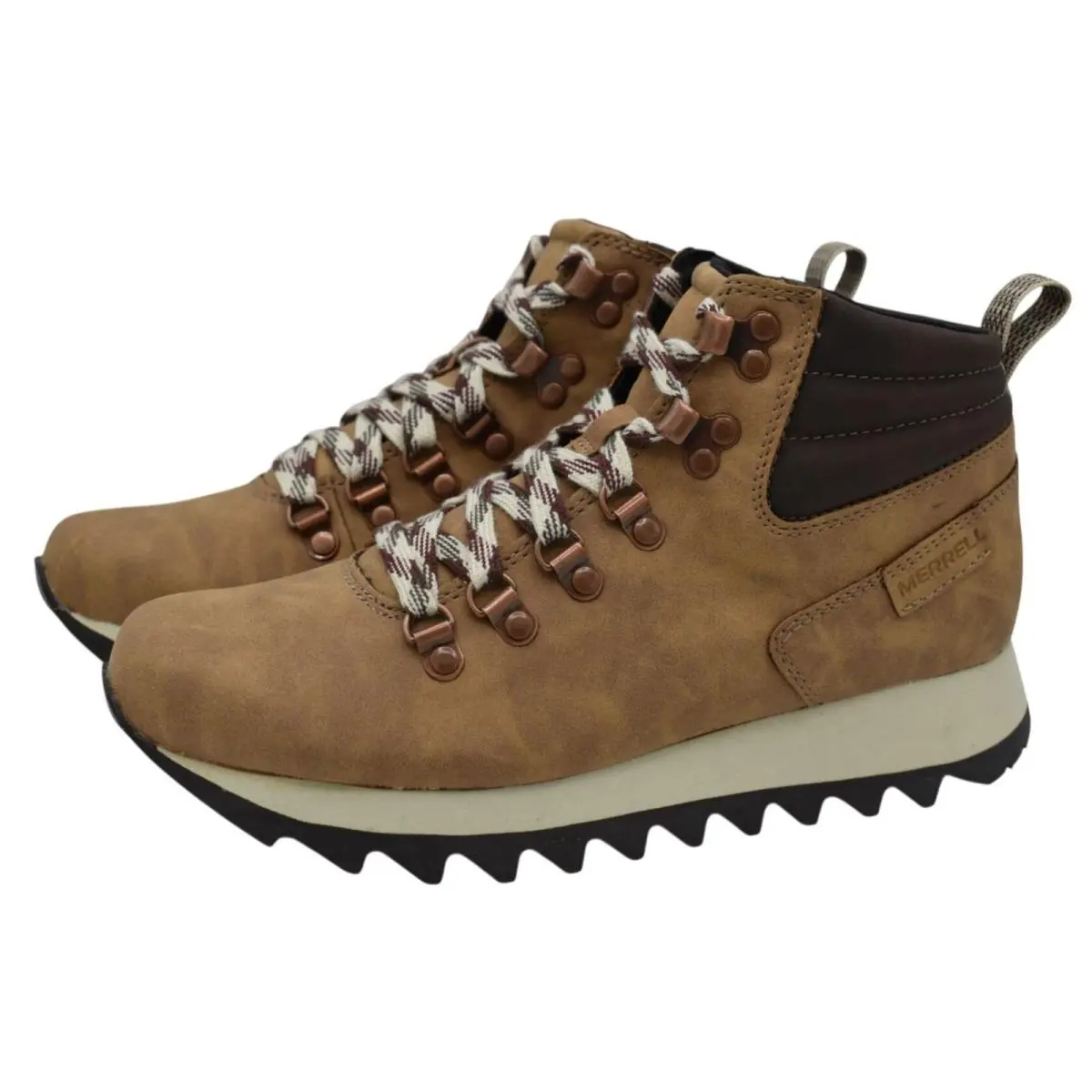 Merrell Womens Size 7 Alpine Mushroom Brown Vegan Leather Mid Hiking Boots Shoes
