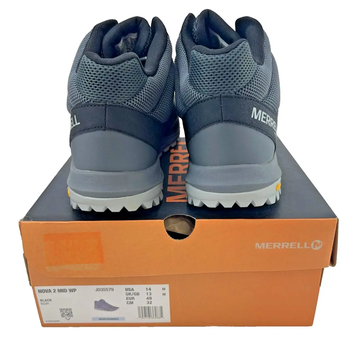 Merrell Nova 2 Mid WP Shoes Mens Size 14 Black Waterproof Trail Sneakers J035579