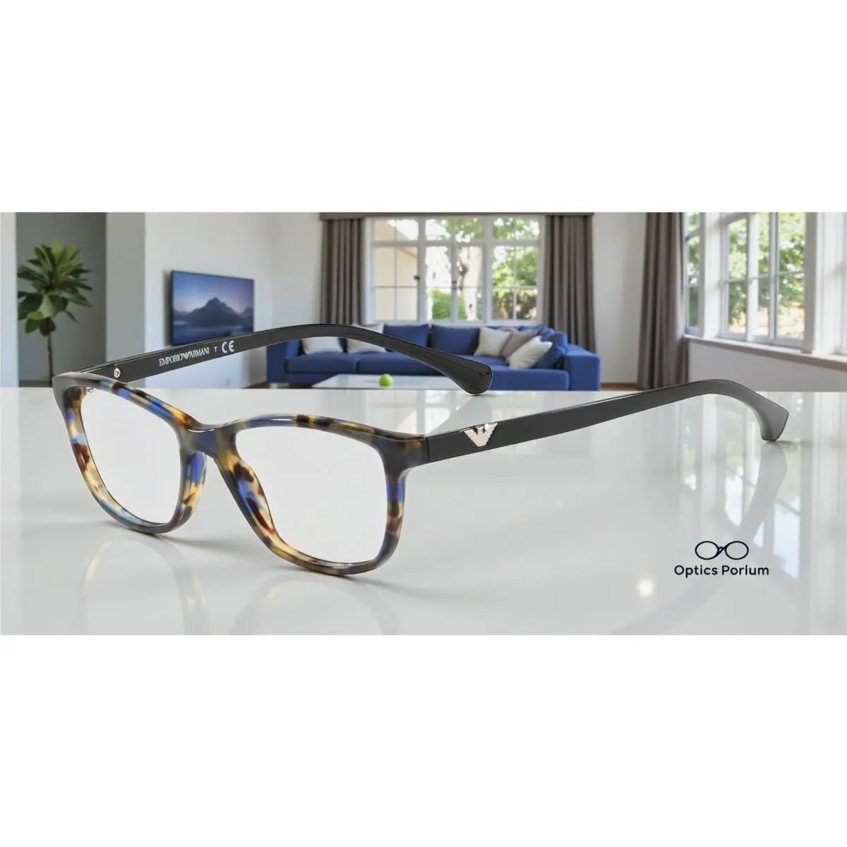 Emporio Armani EA3099 5542 Havana Spot Blue Demo Lens 52 mm Womens Eyeglasses