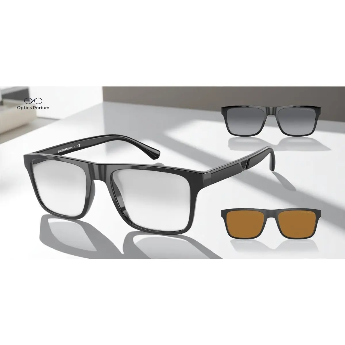 Emporio Armani EA4115 50171W Black Clear 54 mm Men`s Sunglasses