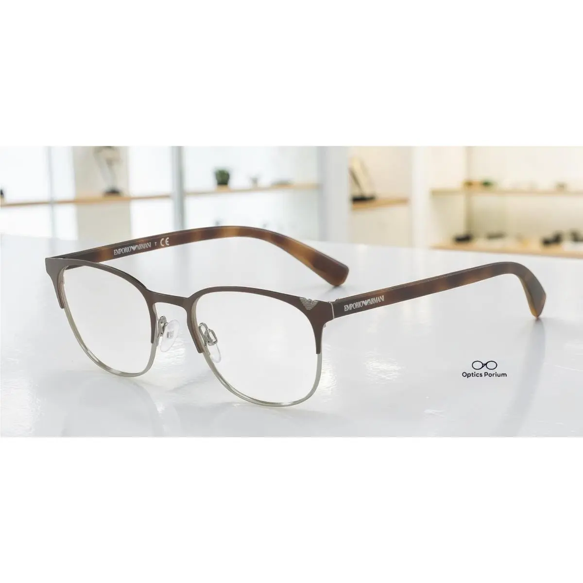 Emporio Armani EA1059 3179 Oval Brown Gunmetal Demo Lens 53 mm Men`s Eyeglasses
